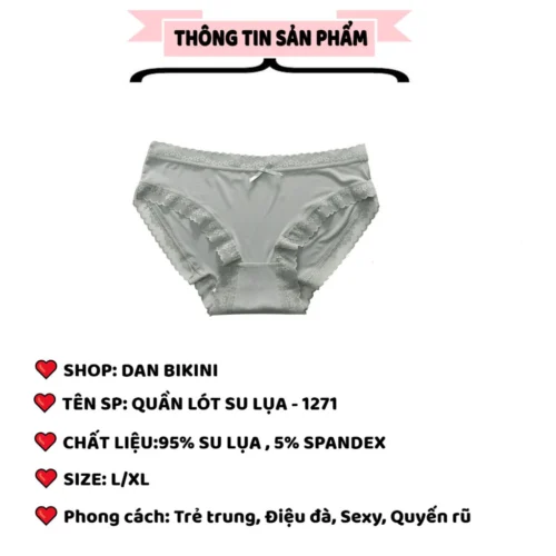 Quần Lót Nữ Su Lụa Siêu Mỏng Không lộ viền co giãn phối ren hoa thoáng mát