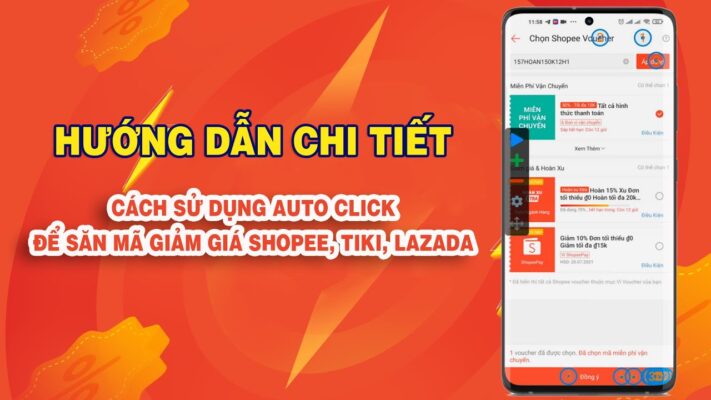 Sử dụng tool Autoclick Macro để săn mã Shopee Live