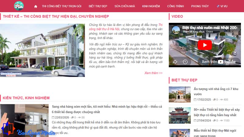 Thông tin dự án viết content cho website thi công biệt thự tại hà nội và miền bắc