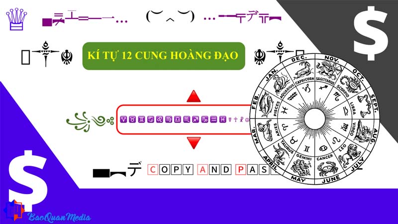 Giải thích sự ấn tượng khi sử dụng ký tự các cung hoàng đạo