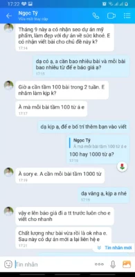 Phản hồi khách hàng về dịch vụ content