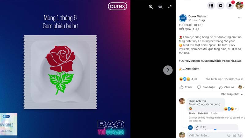 Mẫu content hay của nhãn hàng Durex
